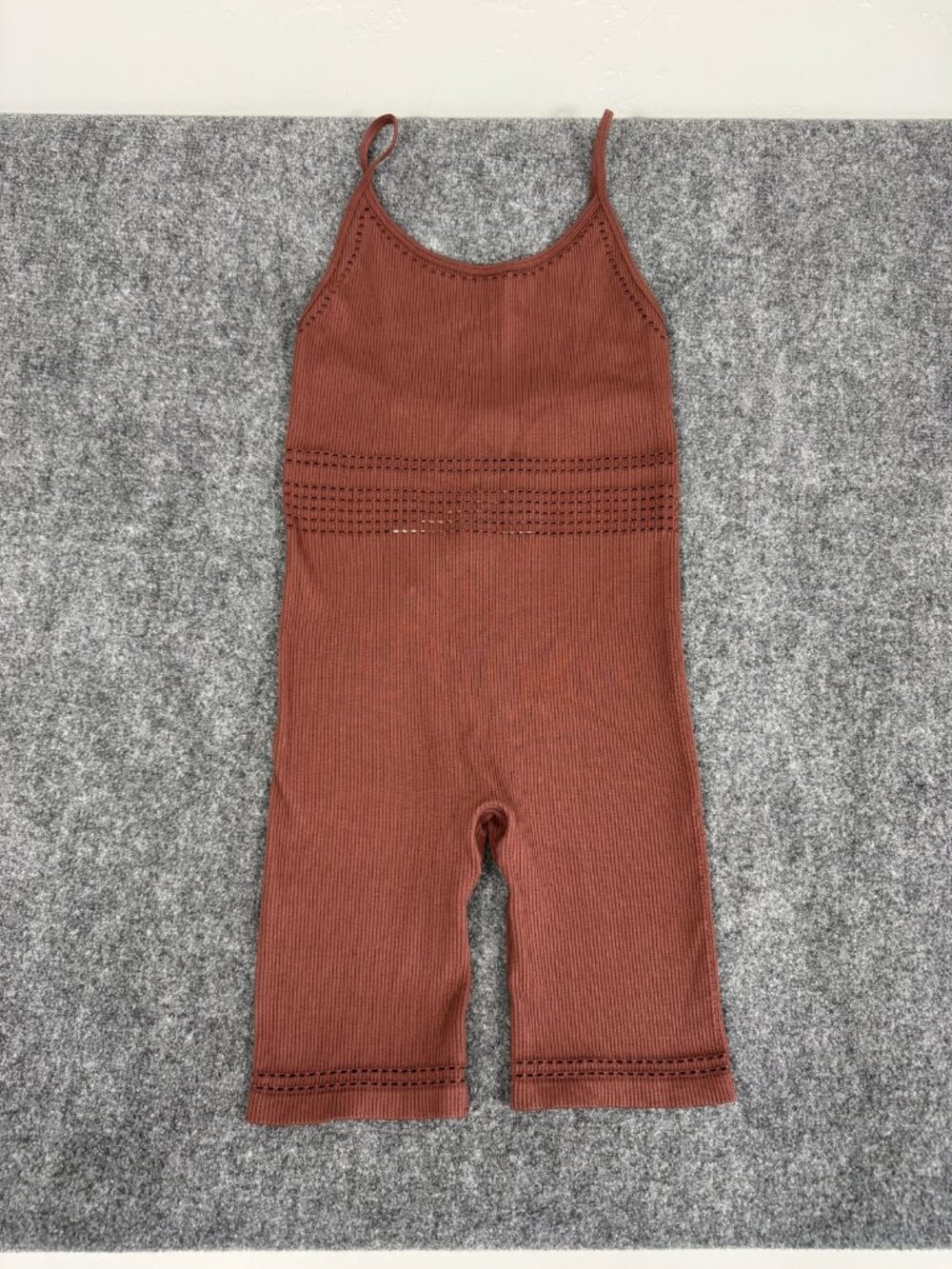 Zara Limitless Contour Collection Seamless Ribbed Unitard Romper Rust NWT M-L